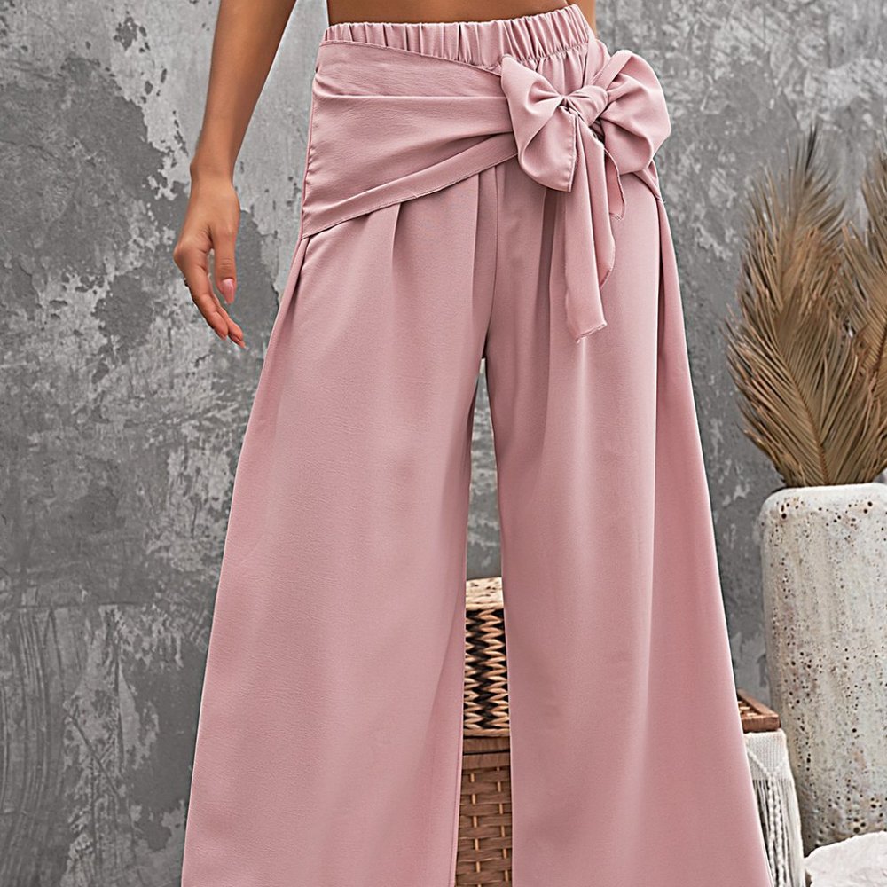 Wide Leg Front Tie Pants